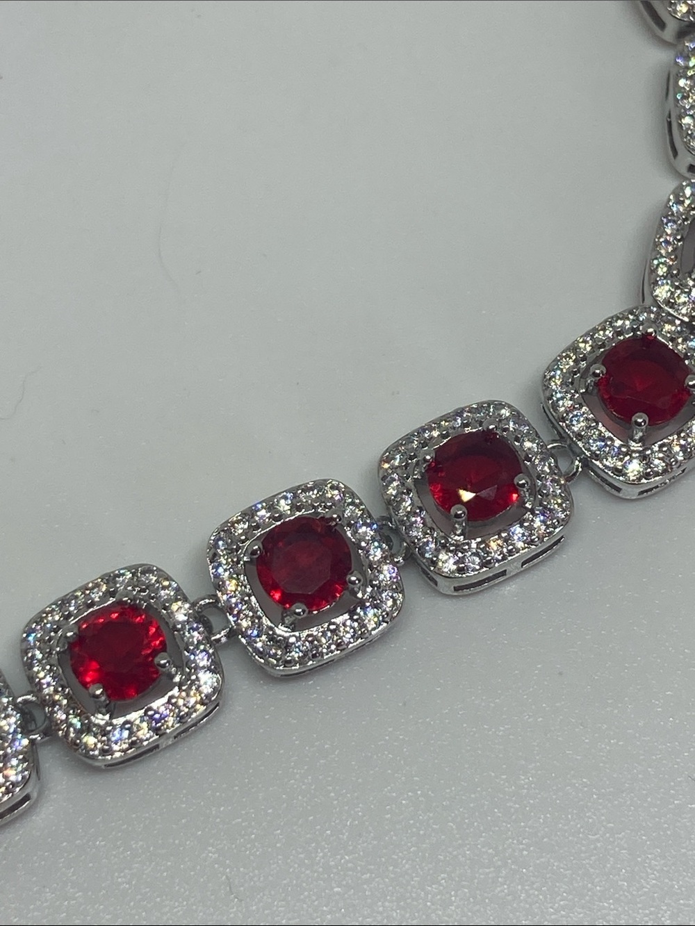 14K Gold Filled Red Cubic Zirconia Tennis Bracelet - Unbranded - Picture 4 of 5